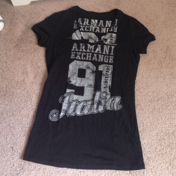 Armani Exchange black and silver printed tee