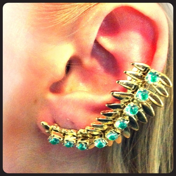 Gold and green earrings