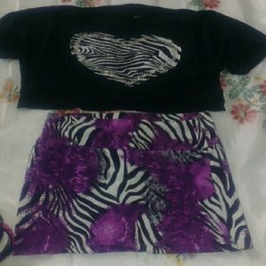 Flirty print skirt with heart Shaped top