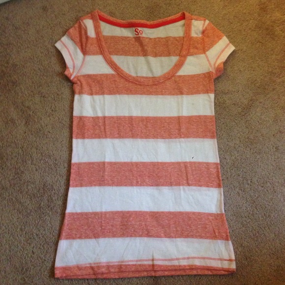 Peach and white stripe tee shirt. NWOT