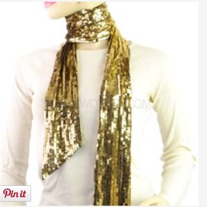 Gold sequined tie scarf