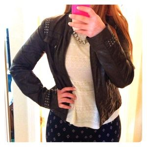 Brown Studded Leather Jacket