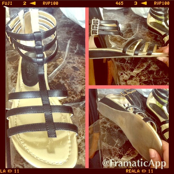 Black/ gold gladiator sandals