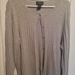 Lane Bryant cable knit cardigan and jeans