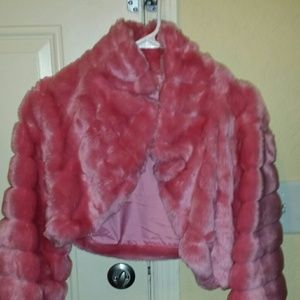 Pink fur jacket from body shop