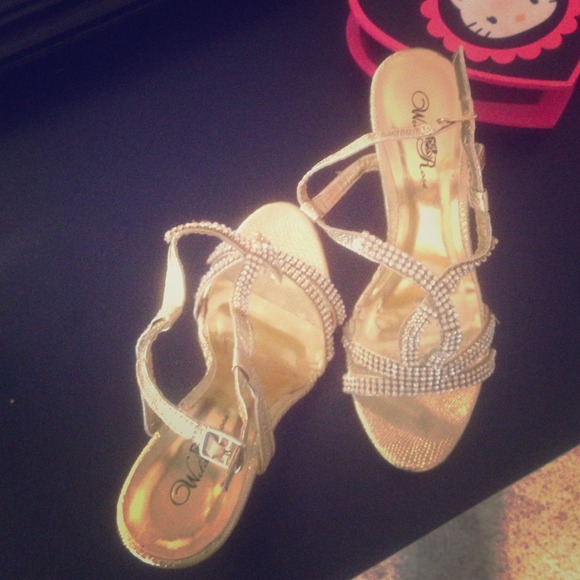 Gold high heels