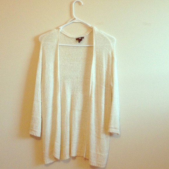 HnM white knit long cardigan