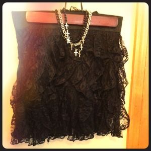 Black Lace Ruffle Skirt!