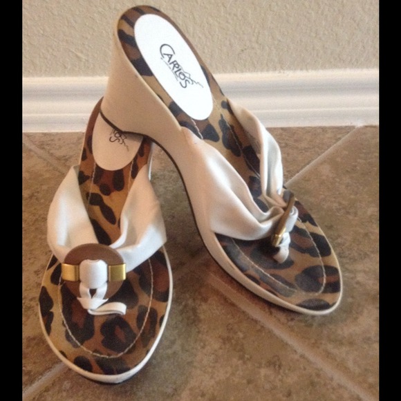 Carlos white platform wedge sandals