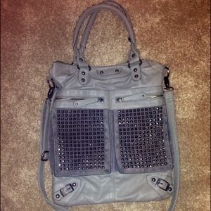 Grey stud cross body bag//purse
