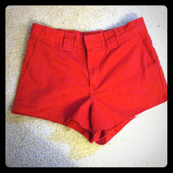 Red high waist shorts with black bow