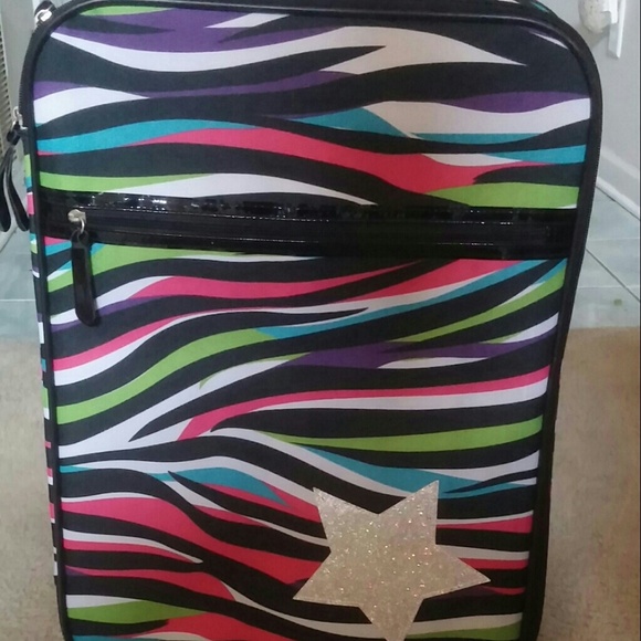 Rainbow Zebra Printed Suitcase With Wheels