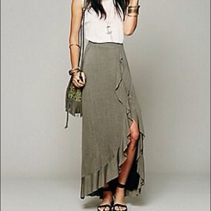 Free People Cascade Ruffle Skirt in Plum