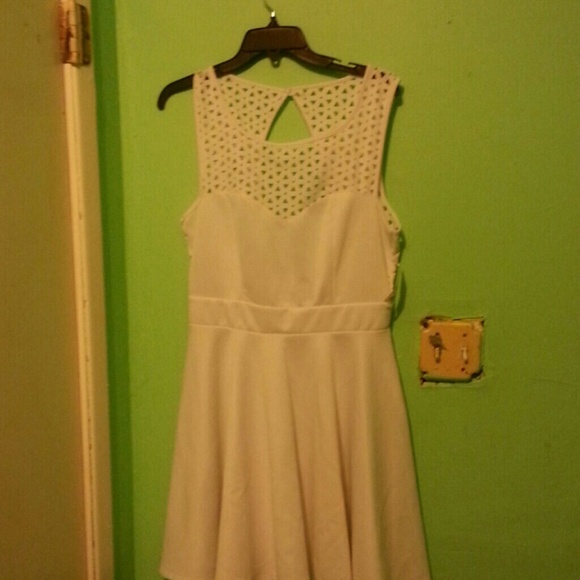 White Party Dress With Cut out in the Back