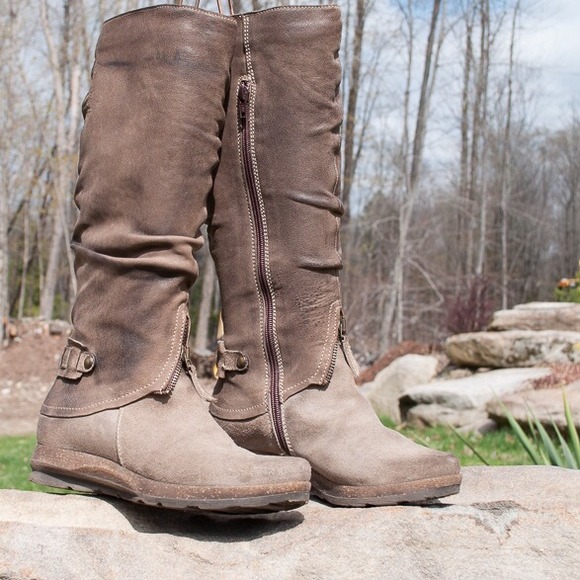 Brown leather boots