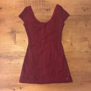 Burgundy crochet lace, bodycon dress. *NWOT