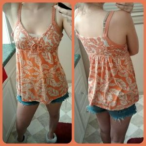 **SOLD**Orange Floral Baby Doll Tank