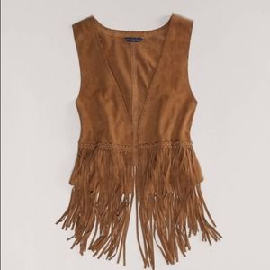 American eagle fringed suede vest, brown