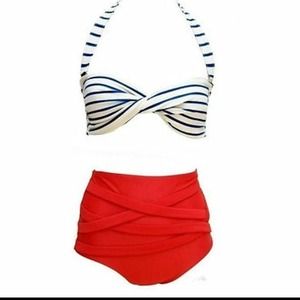 Pin up style , high waisted 😍2 piece swim suit