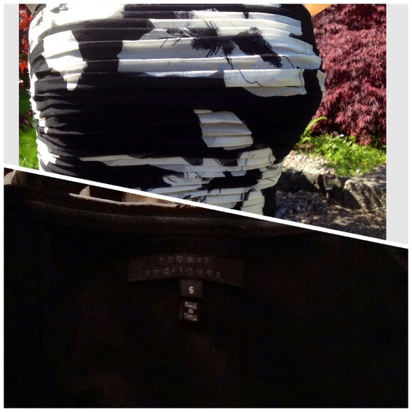 ROBERT RODRIGUEZ Strapless Exquisite Floral Dress Black and White Size 6 - Picture 4 of 4