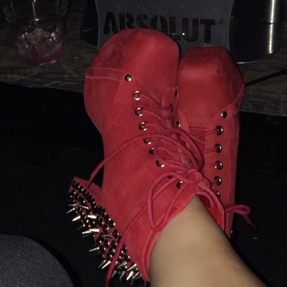Jeffrey cambell spiked red Litas with box