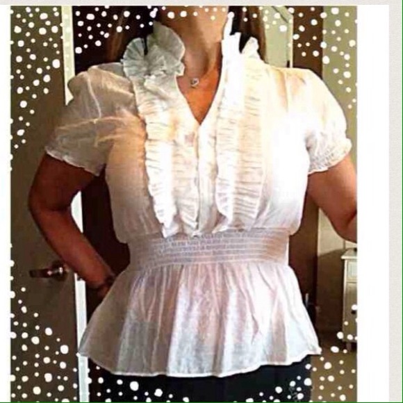 White Ruffled Front Top - Picture 3 of 3