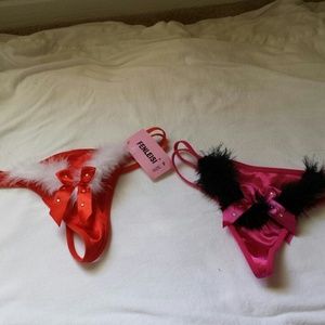 red and hot pink panties with feather New