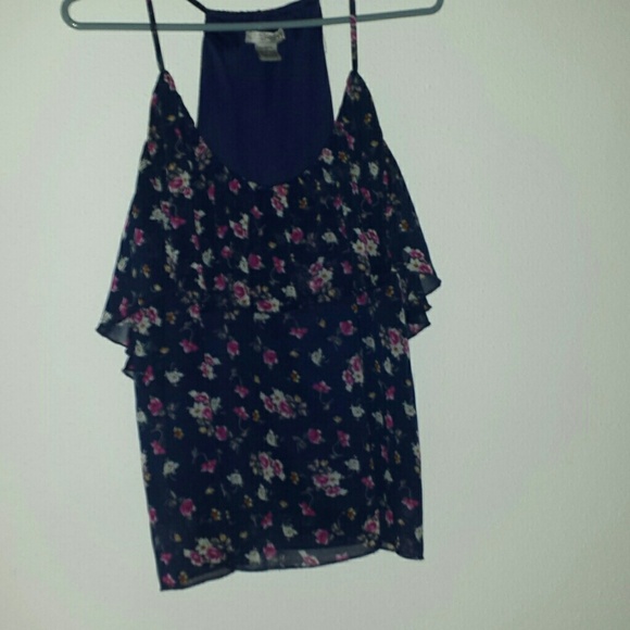 floral chiffon razor back top