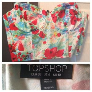 Topshop Floral Bustier