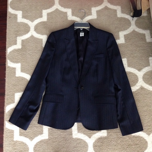 jCrew navy blue pinstripe blazer size 10