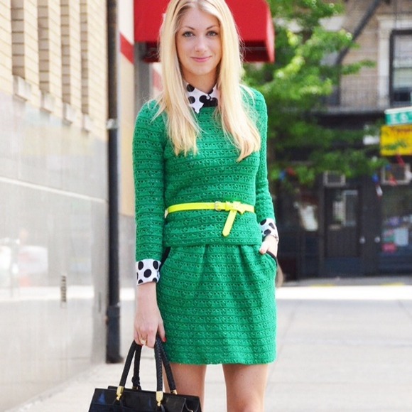 Green knit 2 piece sweater set