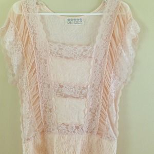 Free People light pink lacey blouse xs
