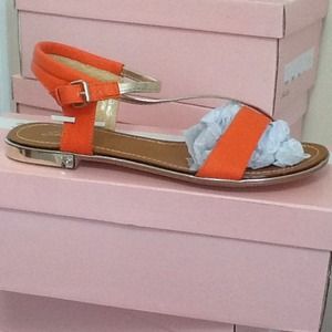 SHULLY's orange & gold flat sandal