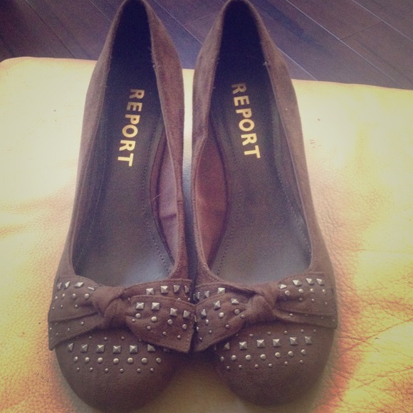 Brown studded wedges
