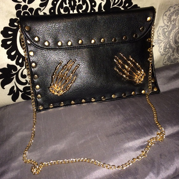 Black and gold  cross body clutch