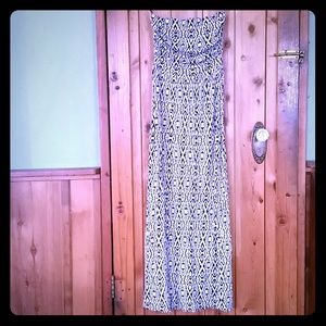 《SOLD》Strapless tribal maxi dress