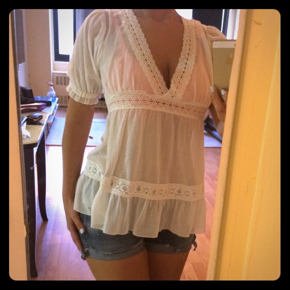 Low cut neckline baby doll top Victoria Secret