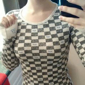 **SOLD**Fox Long Sleeve Checkered Top