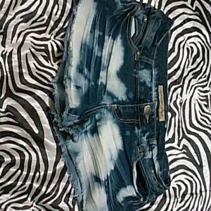 Denim bleach stained summer shorts