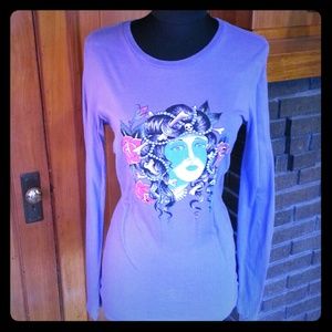 Authentic.Ed Hardy Long-Sleeved plum tee.