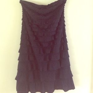 Express strapless ruffled little black dress XXS