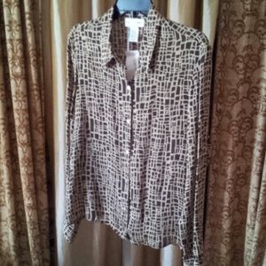SOLD! Brown & Taupe Print  Blouse