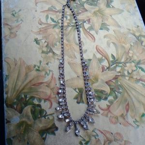 Vintage WEISS Signed Clear Rhinestone Necklace