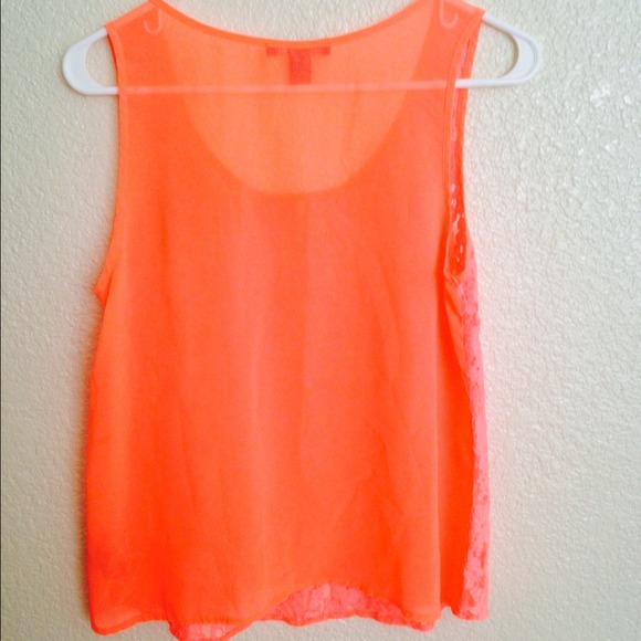 F21 Coral Mesh Top - Picture 2 of 3
