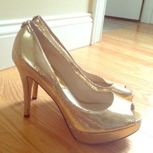 Michael Kors gold peep toe heels size 9.5