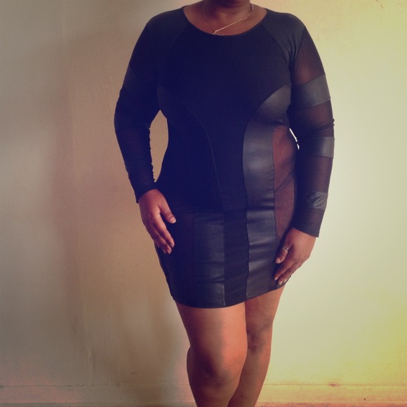 good time Dresses & Skirts - Black Mesh and Leather Midi dress