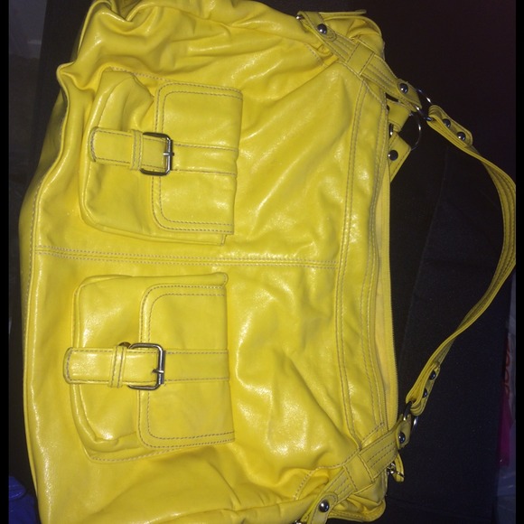 Yellow faux leather purse