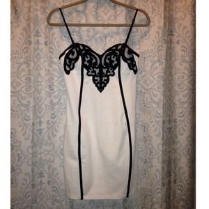 Classy Black and White Leather Dress