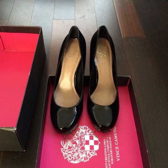 Vince Camuto patent black high heel
