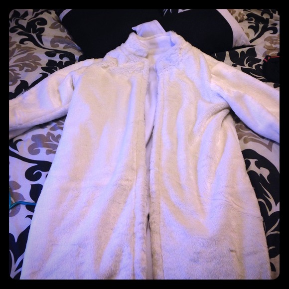 White fur coat!